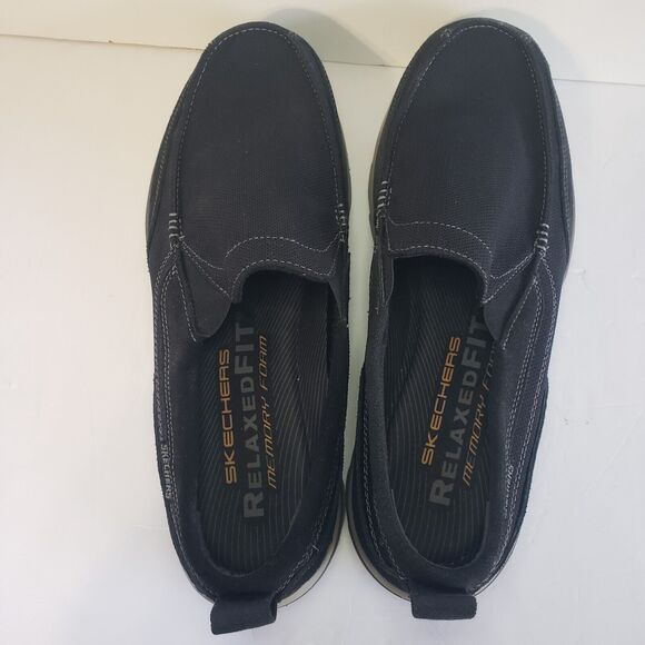 Skechers Mens Size 14 Black Relaxed Fit Memory Foam Textile Leather SN64365 - Picture 11 of 16